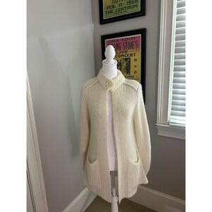 Vintage Acrylic & Wool‎ Sweater Button Neck Cream/ Ivory Medium